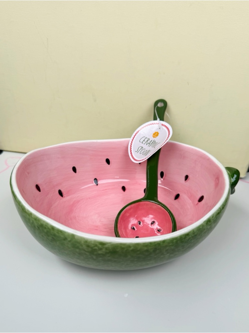 Target Ceramic Watermelon Bowl & Watermelon Spoon Set - Picture 2 of 5